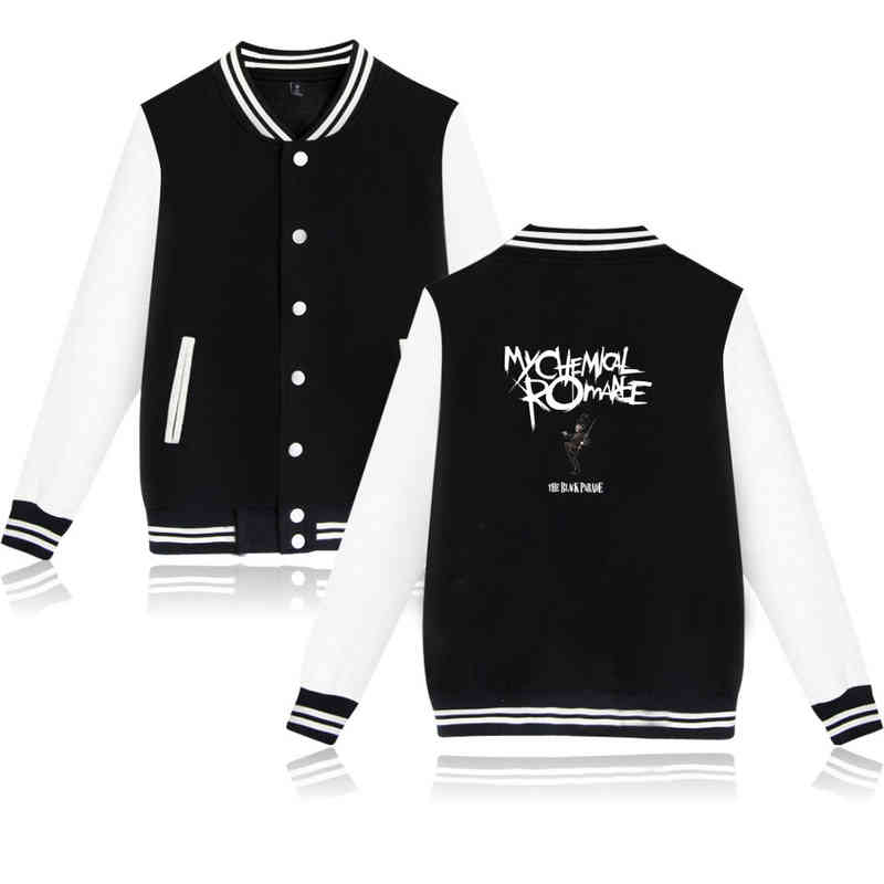 

My Chemical Romance Baseball Jackets Bomber Jacket Men Women Sweatshirt Black Parade Punk Emo Rock Casual Hoodies Uniform Coat, Pink and white