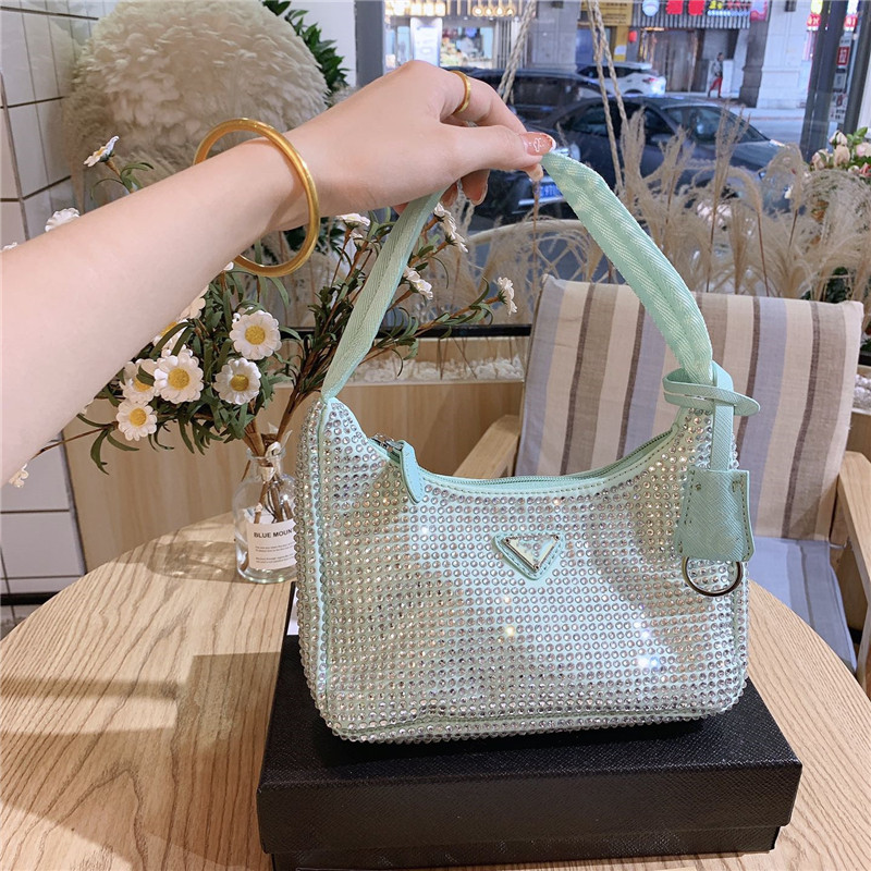 

designer 2021 Luxury Top Ladies Handbag High Quality Leather Fashion Underarm Bag Green, The light blue