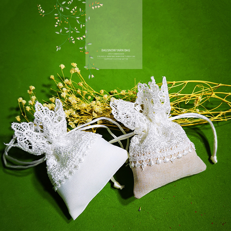 

White Lace Jewelry Gift Wrap Bags Candy Drawstring Packaging Bag Wedding Party Favor Pouches