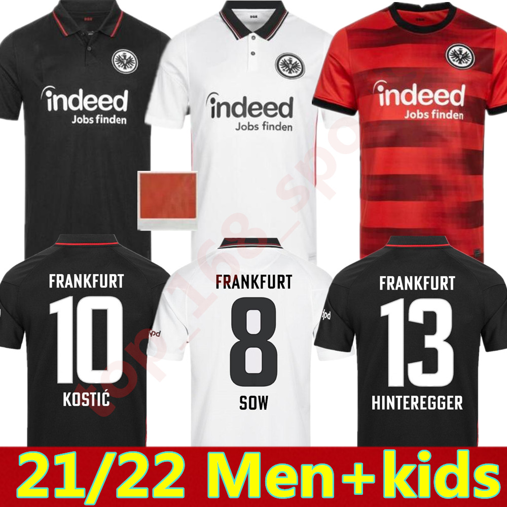 

21 22 Eintracht Frankfurt Soccer Jerseys Die Adler SOW SILVA KOSTIC JOVIC football shirt set 2021 2022 HASEBE KAMADA HINTEREGGER Men Kids kit uniform, Adult away+patch