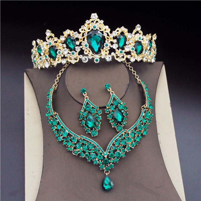 

Earrings & Necklace Gorgeous Crystal Jewelry Sets For Women Bridal Wedding Crown Tiaras Necklaces Jewelrry Set Fashion Bride Accessory, As pic