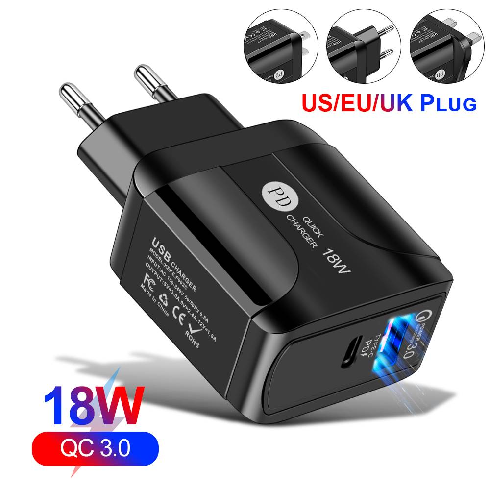 

QC 3.0 3A LED Wall Charger Fast Adapter Portable USB Multi 3-Port Travel Charging Block US UK EU Plug Compatible for iPhone iPad Samsung xiaomi huawei Phone Accessories