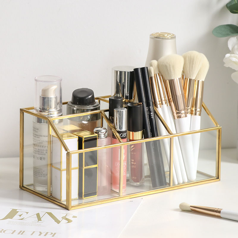 

Brass Gass Makeup Brush Bucket Nordic Stye Cosmetic ipstick Comb Eyebrow Storage remote contro Hoder Desktop Organizer