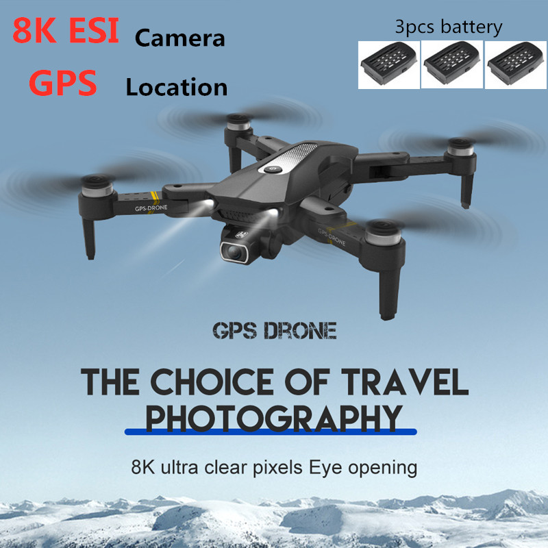 

5G 8K GPS Pocket RC Quadcopter with 8K Dual ESC Camera Brushless 2KM Smart Follow Fixed Height Trajectory Flight Aircrafts Gifts, 4k 1 battery