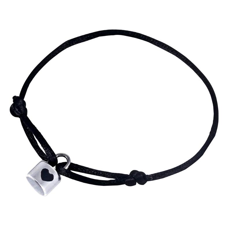 

Link, Chain Black Lock With Love Heart Embrace Ambition Stainless Steel Adjustable Rope Bracelet