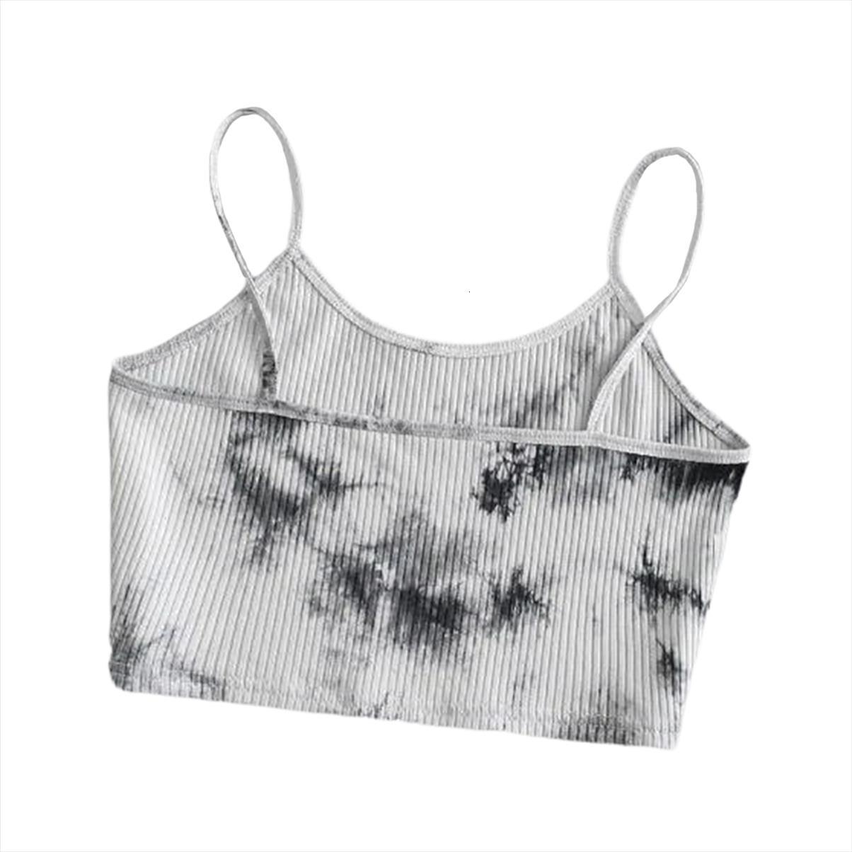 

tie dye summer women camis crop sleeveless vest shirts slim beach cropped, White