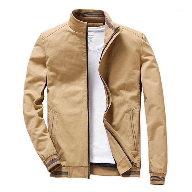 

Men's Jackets Autumn 95% Cotton Casual Solid Fashion Slim Bomber Golf Overcoat Baseball Coats High Quality Jacket Men Clothing, Black