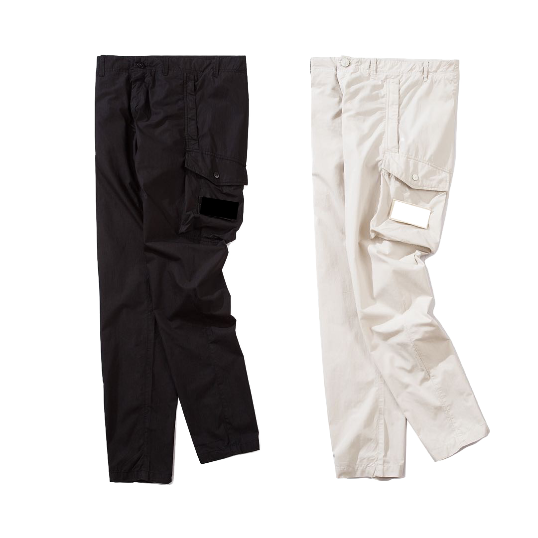 

men's pants oney zipper elastic band stone big pocket trousers black and white colors