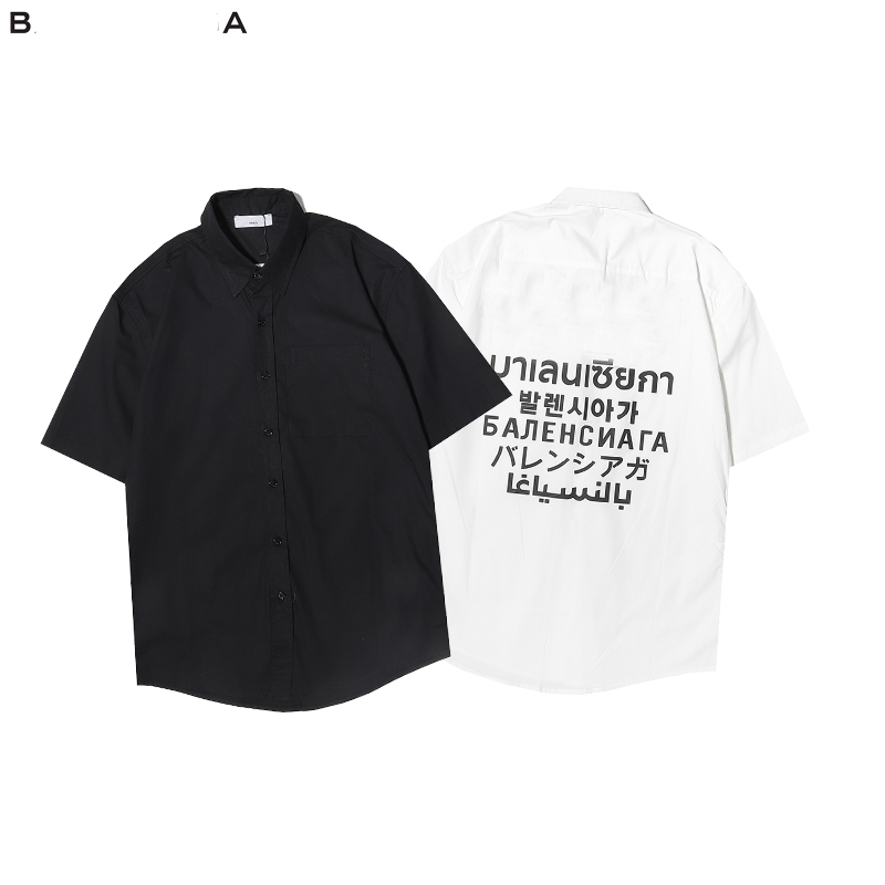 

Summer Season Men's Short-sleeved Letter Embroidery Shirt Cotton Printed Women Casual Shirts, White;black