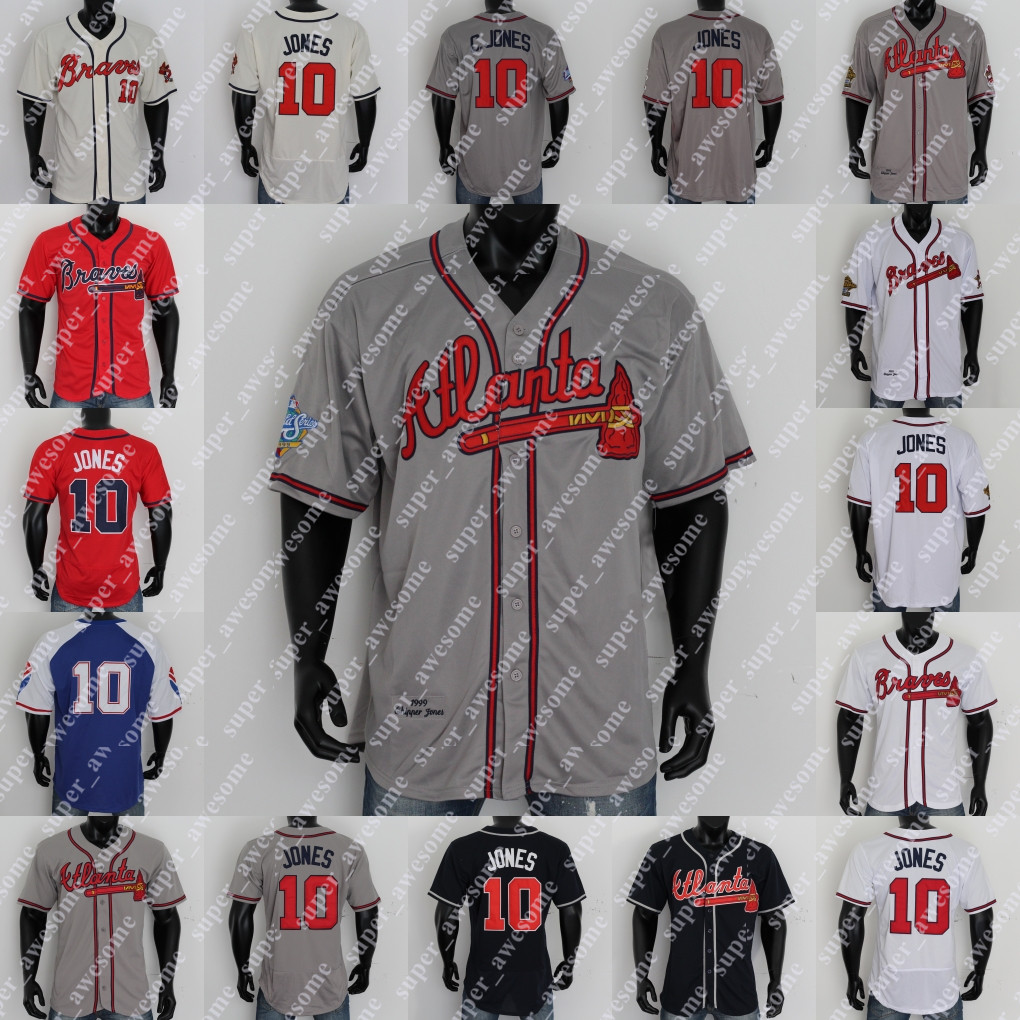 

10 Chipper Jones Jersey, Gray 1995