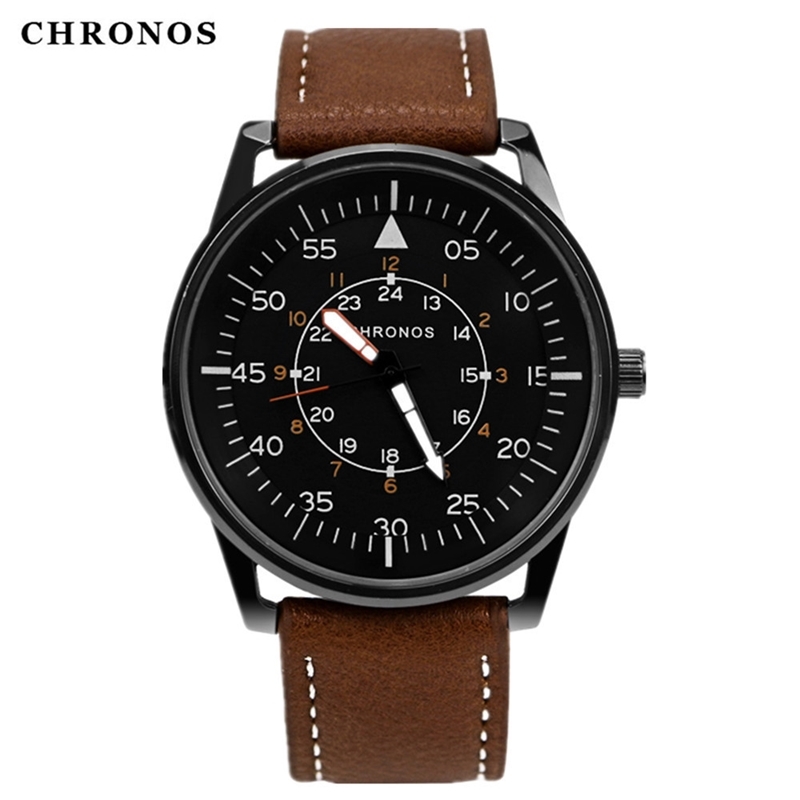 

Large plate men's belt sports quartz watch, Ch1601