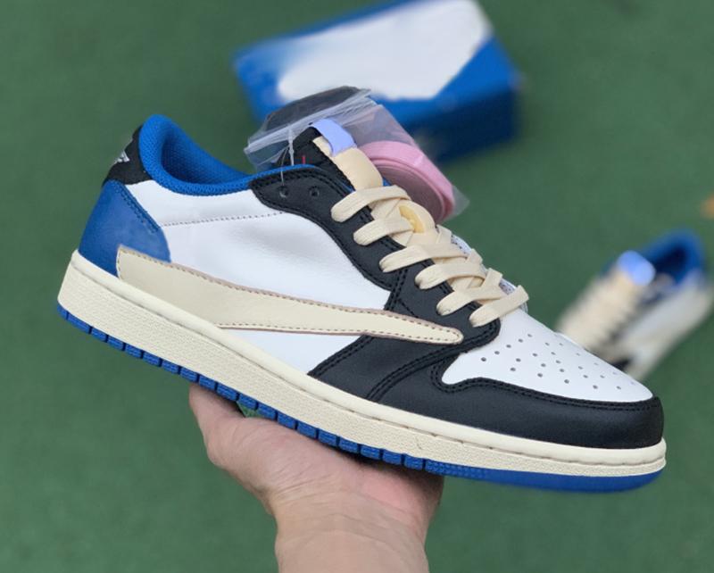 

Wholesale Travis Scott x Fragment 1 High OG SP Low Shoes Military Blue TS Black Sail Shy Pink Men Women Sports Sneaker Outdoor Trainers