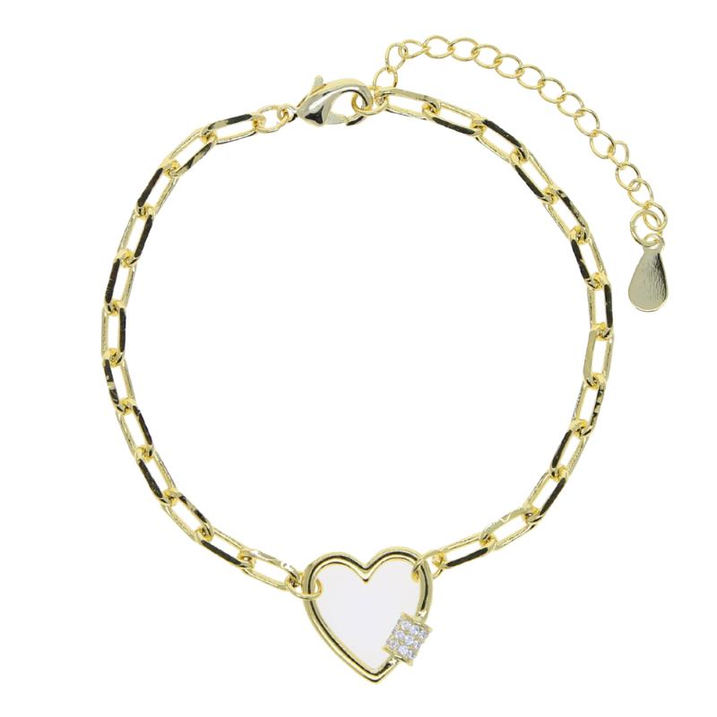 

Chokers Wholesale Top Quality Fashion Gold Color Heart Square Shape Charm Geometry Bracelet With Cz Paved Punk Style Link Chain Necklace