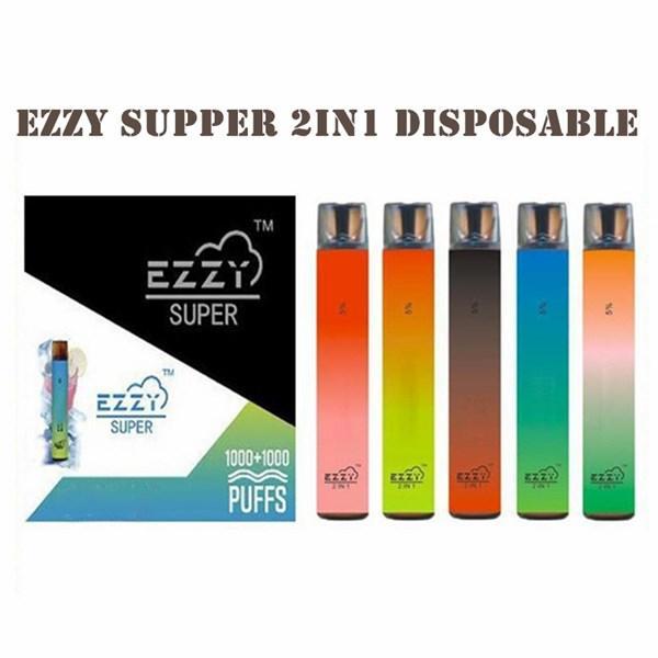 

2021 E-cigarettes Ezzy Super 2 In 1 Disposable Vape Pen With 950mAh 6.5ml Pod Pre-filled 2000 Puff 2IN1 VS Onee Device