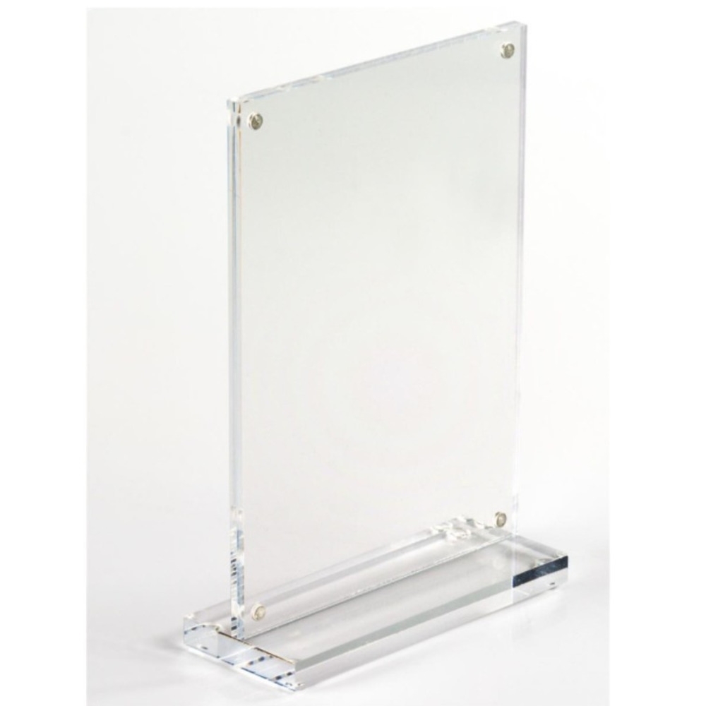 8.5 " X 11" Clear Photo Rack Paper Frame For Office Desktop, Plexi Clear Sign Holder Table Top Picture Stand-image-754681170