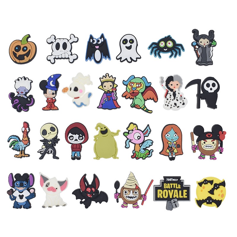 

aiershoes Black cute cartoon PVC Shoe Charms Shoe Buckles Boy Girls Fit Bracelets Croc JIBZ Shoe accessories Wristband kids GiftA001