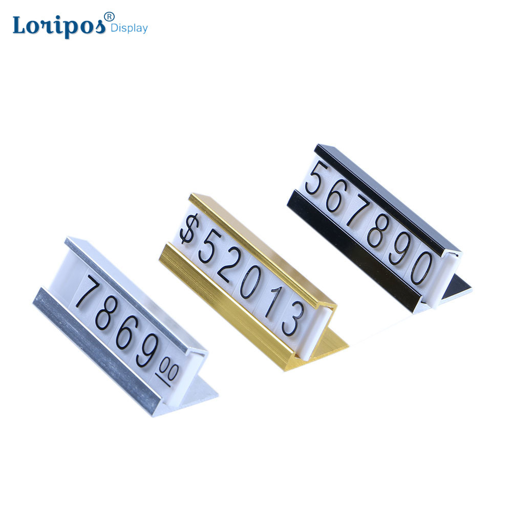 Showcase Mini Metal Signs Holder Price Tag Cube Stand Aluminum Lable Tags | Loripos-image-754640859