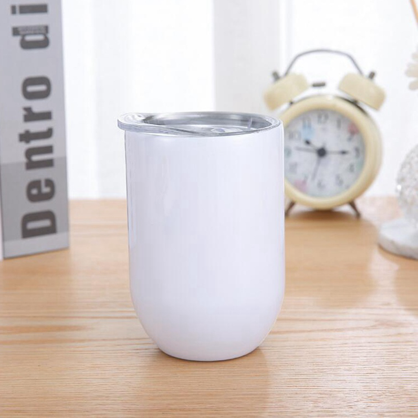 

12oz Blank Sublimation Wine Tumblers Egg Cup Wine Glass Double Wall Mugs Stainless Steel Tumblers with Lid Sea Ship CYZ3108, White