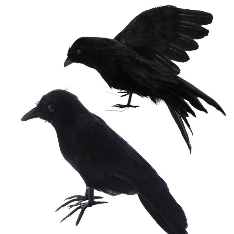 

Party Decoration House Decor Event Supplies Cosplay Props Feathered Raven Lifelike Black Bird Artificial Crows Halloween Ornament