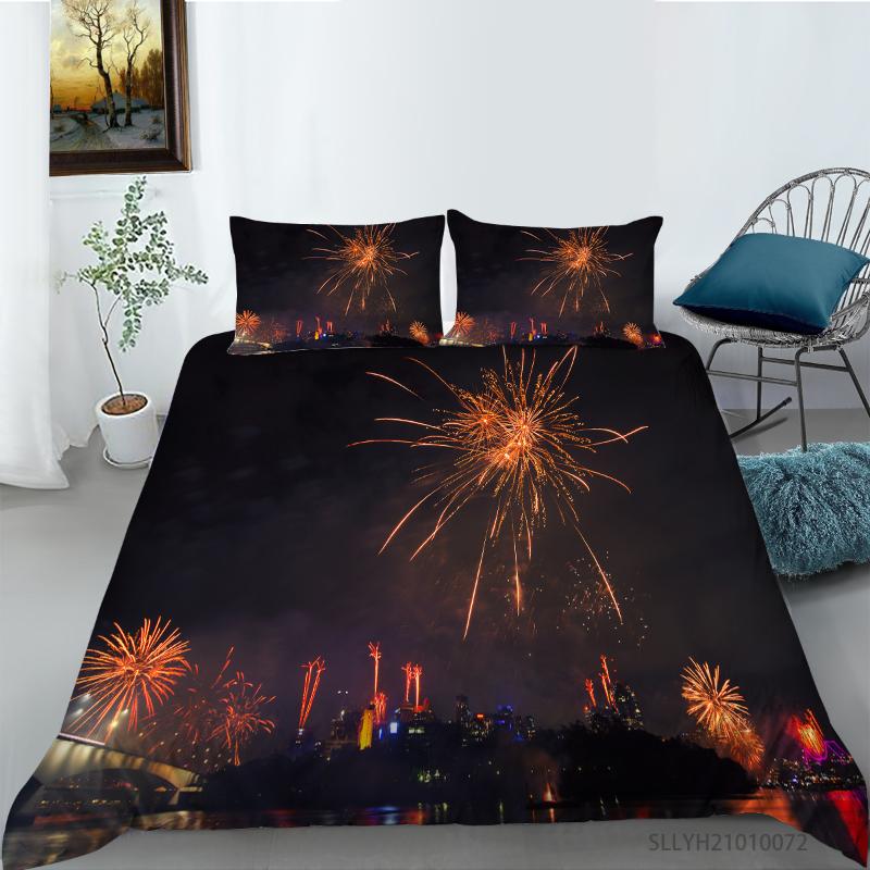 

Bedding Sets Fashion Fireworks Printing Set Duvet Cover With Pillowcases Twin  King Sizes Drop