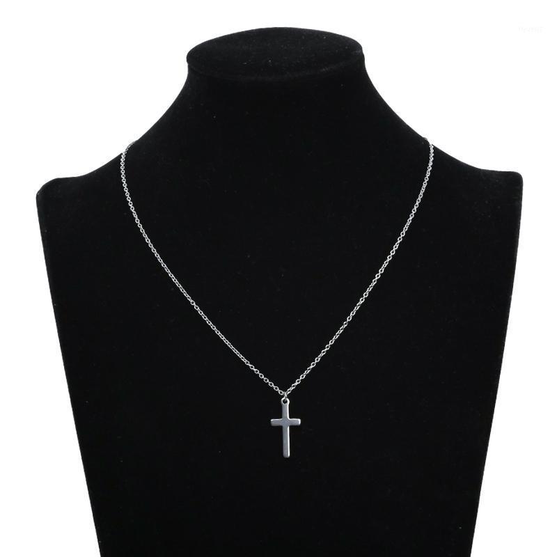 

Pendant Necklaces Stainless Steel Gothic Cross Moon Necklace For Women 2021 Fashion Chain Choker On Egirl Aesthetic Jewelry