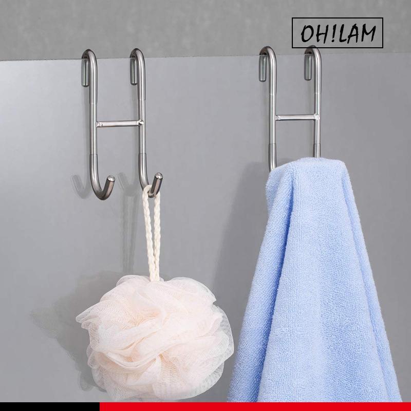 

Hooks & Rails Shower Door Towel For Bathroom Frameless Glass Door, Squeegee Hooks, Silver Black Gold