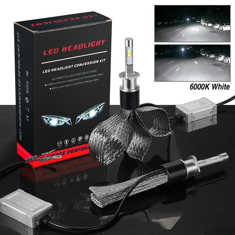 

Car Headlights H1 Led Headlight Bulbs 55W 10000LM 6000k White Lamp Fanless Style CSP Chip Auto Mini Headlamp Accessories DC12V 24V