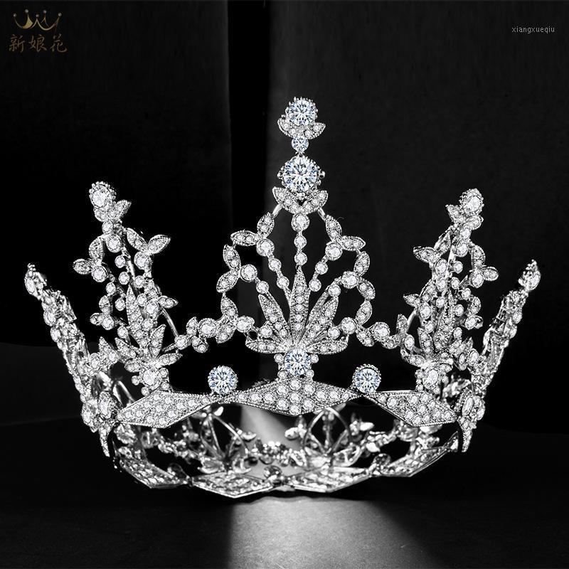 

Hair Clips & Barrettes Luxury Crystal Bridal Tiaras Queen Round Big Crowns Women Baroque Pageant Diadem Rhinestone Jewelry Wedding Accessori, Golden;silver