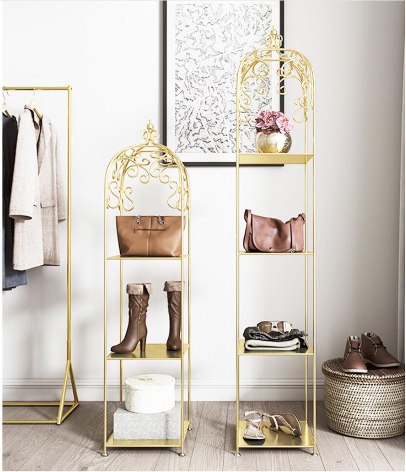 Golden birdcage storage rack bag display racks landing bedroom living room window shop multi storey-image-692205156