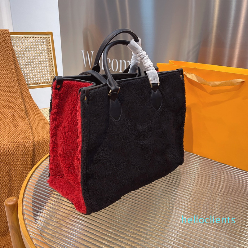 

Women Floral Furry Shopping Bags Luxury Lady Fur Handbags Purses Totes Winter Soft Shoulder Bag Large Capacity Fashion Tote Top Quality, Options
