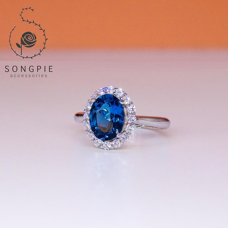 

Wedding Rings 925 Silver Classic Fashion Shining Atmosphere Lady Sapphire Ring Banquet Valentine's Day Gifts Fine Jewelry, Slivery;golden