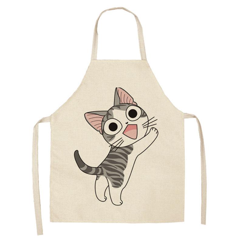 

Sleeveless Lovely Cat Kitchen Apron With Cotton Material Two Sizes No Fade Easy Clean For Men Women Baking Accessories Aprons