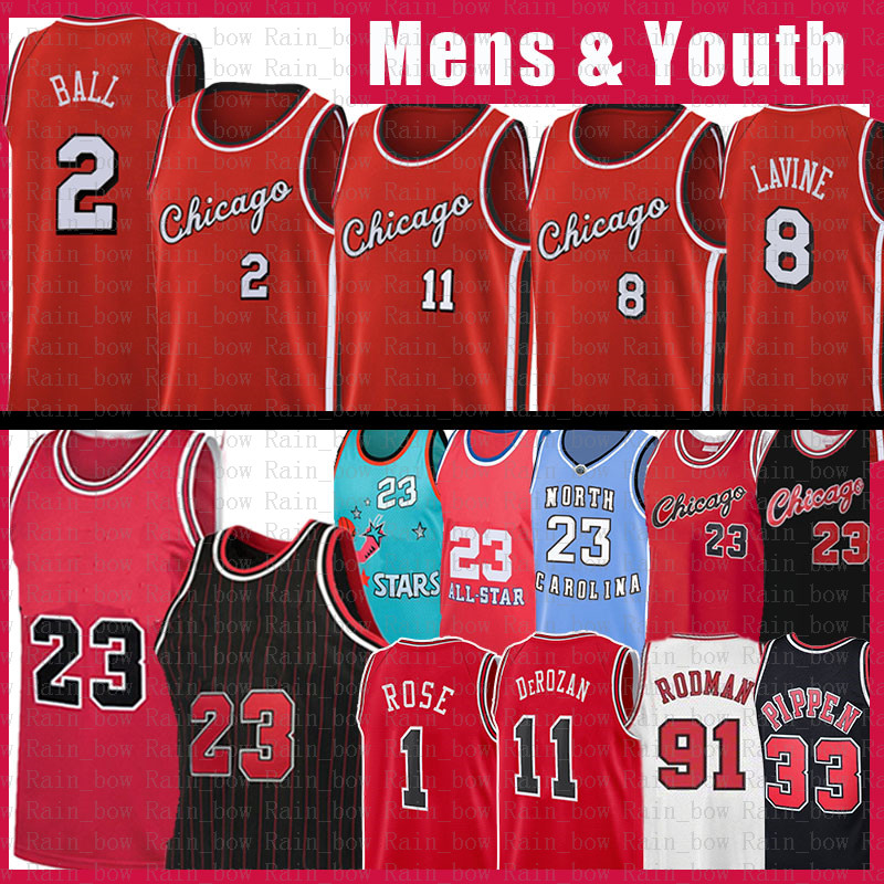 

Lonzo 2 Ball Demar 11 DeRozan 23 Basketball Jersey Zach 8 LaVine Derrick 1 Rose Scottie 33 Pippen Dennis 91 Rodman Chicagos Michael Bull Jerseys Mens Youth Kids, Youth jersey