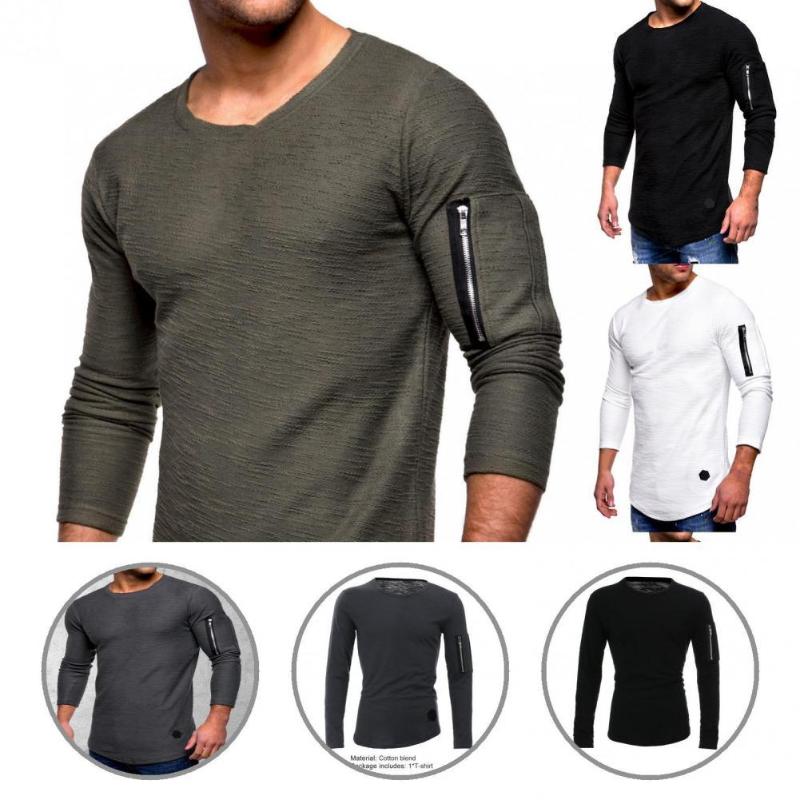 

Men's Casual Shirts Autumn Winter Bodybuilding Fabulous Long Sleeve Slim Men Top Solid Color Soft For Daily Wear O-Neck Streetwear, Black