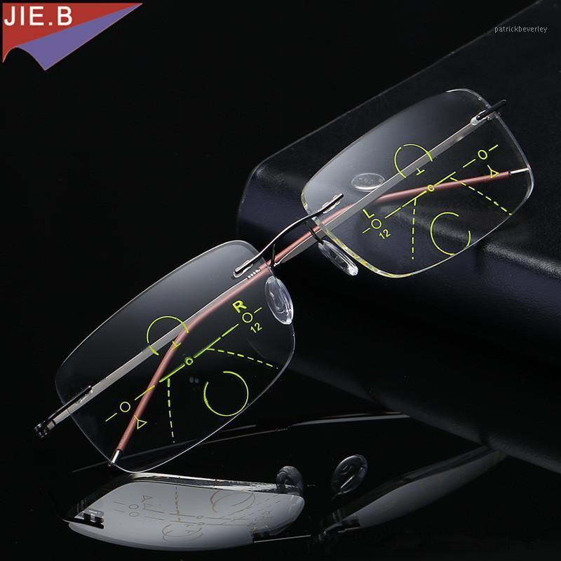 

Titanium Alloy Rimless Eyewear Smart Zoom Progressive Multifocal Reading Glasses Men Women Presbyopia Hyperopia Sunglasses