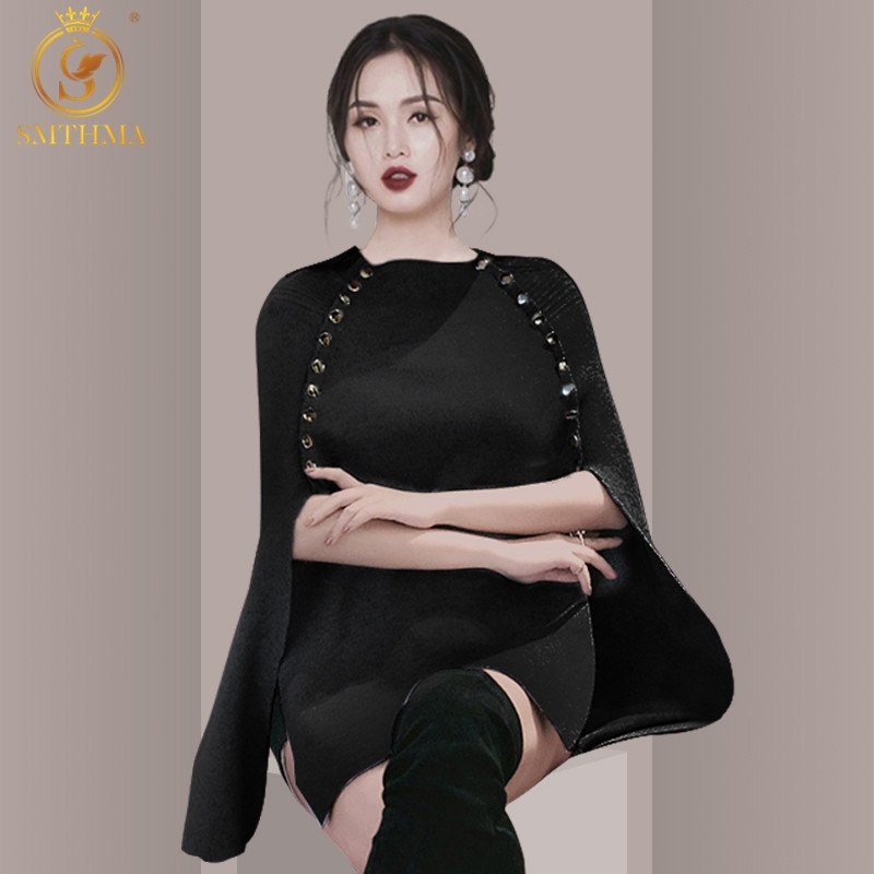 

Autumn And Winter Women Sweaters Poncho Knitting Capes Cloak Femme Loose Double-Breasted Pullovers Coat 210520, Picture color