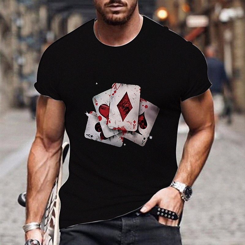 Men's Unisex Tee T shirt Hot Stamping Graphic Prints Card Plus Size Round Neck Casual Daily Print Short Sleeve Tops Cotton Basic Designer Bi