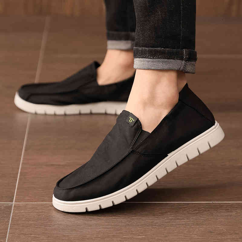 

Dress Shoes SSR9 Xinqing casual men's shoes driving non-slip heel spring and summer elastic band cloth KFA9, Black