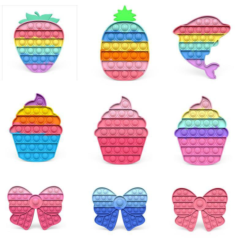 

Fidget Toys Push Bubble Color Ice Cream Strawberry Desktop Decompression Sensory Squeeze Therapy Toy Autism Stress Reliever For Adult Kids R