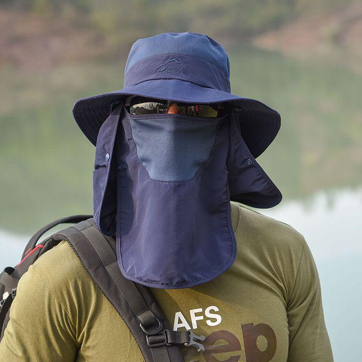 

Outdoor Hats 1 Pcs Men Fishing Hat Cap Uv Protection Adjustable Breathable Sunshade Solid Casual Thermal, Khaki