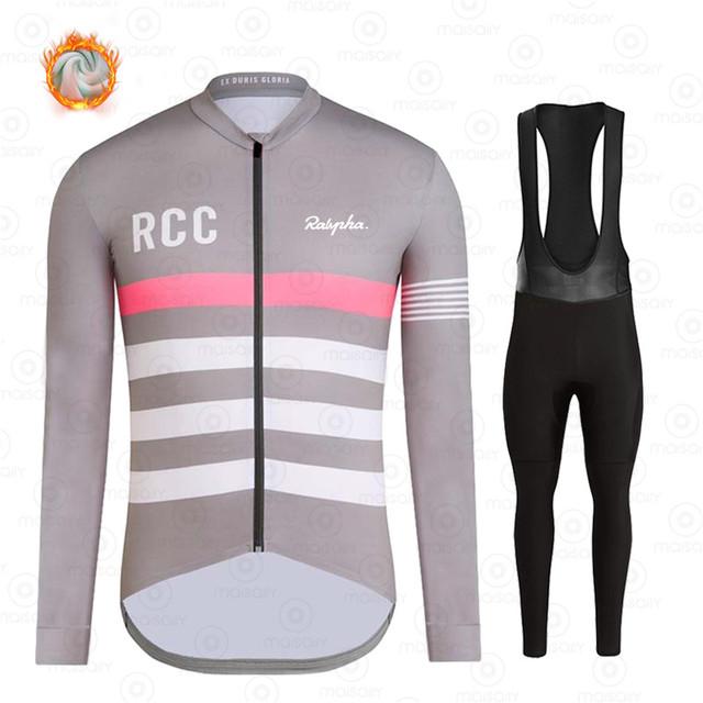 

Racing Sets 2021 Winter RCC Team Cycling Jersey Set Long Sleeve Clothing Road Bike Suit Bicycle Pants Bib MTB Maillot Culotte, Black;blue
