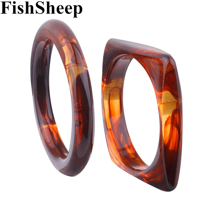 

Resin Tortoiseshell Cuff Bangles Bracelets For Women Big Round Square Acrylic Love Bangle Bracelet Fashion Jewelry