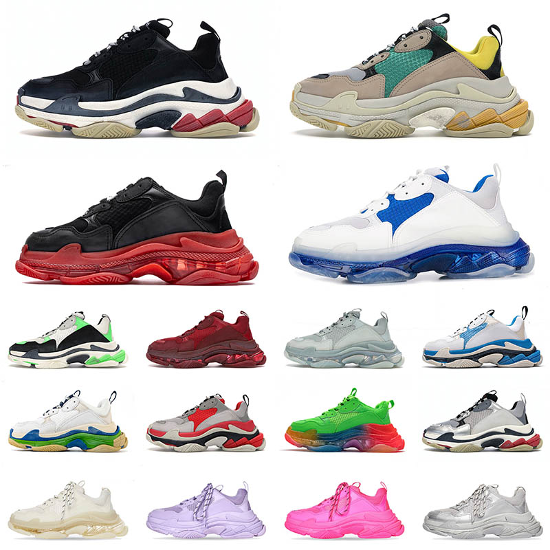 

2022 Triple S Men Women Designer Casual Shoes Platform Sneakers Black White Clear Sole Lavender Black Rainbow Neon Green Mens Trainers Sports Fashion Tennis, A39 rainbow 36-40