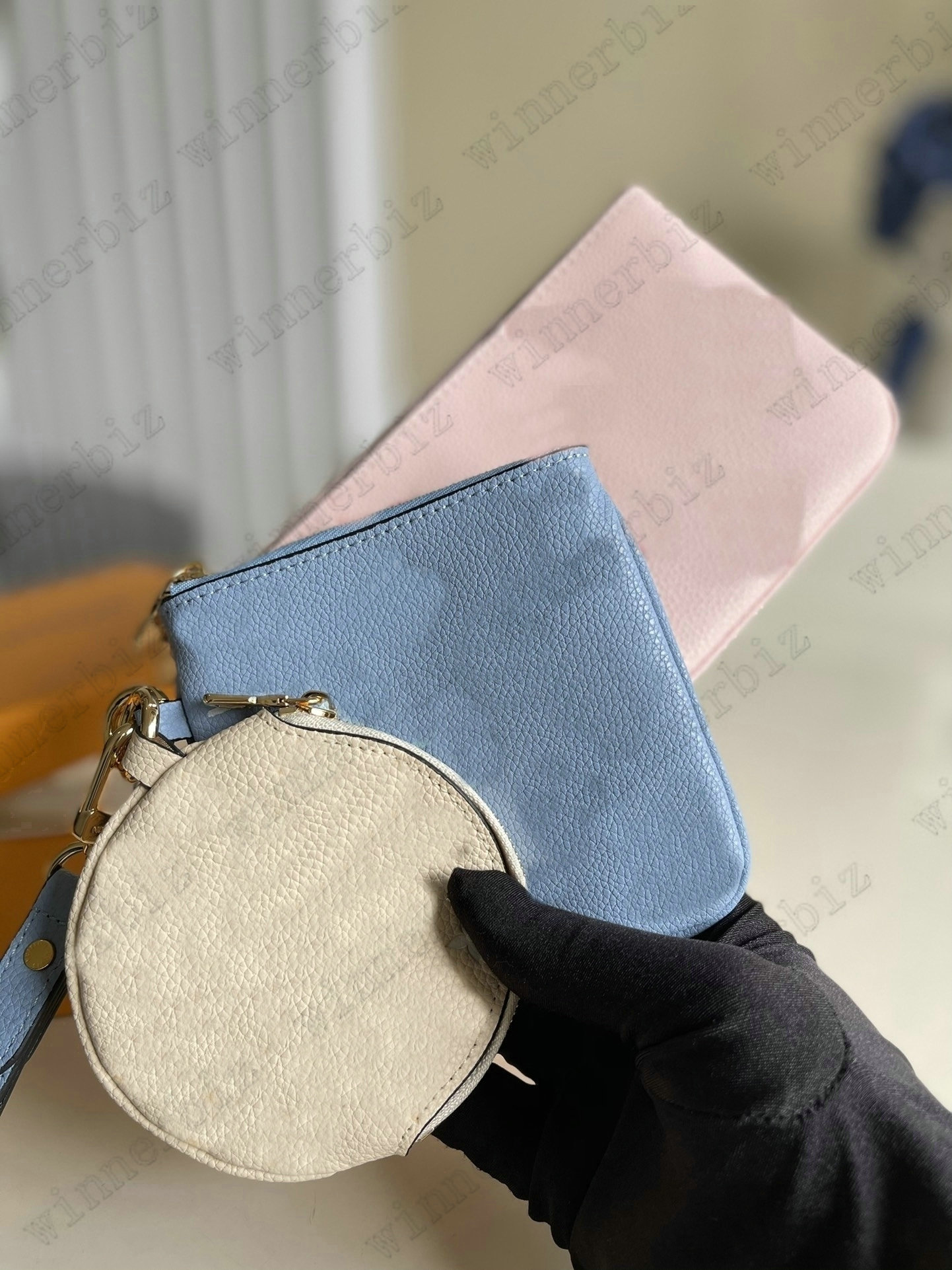 

M80407 Trio Bag 3 pieces By The Pool Leather Designer Small Handbag Designers Luxurys Womens Handle Bags Summer 2021 3pcs Purse Wallet, Red;black