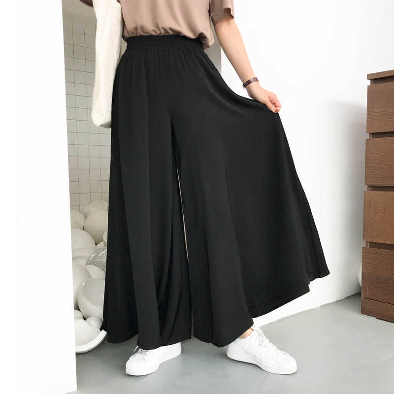 

Women's Wide Leg Pants Loose Comfortable High Waist Casual Elastic Ladies Trousers Summer 210608, Black
