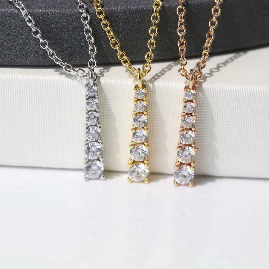 

Europe America Fashion Style Lady Women 18K Gold Chain Necklace Engraved T Letter Graduated Drop Pendant 3 Color