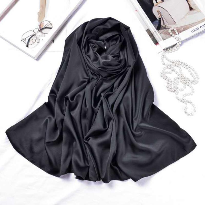 

Scarves White Black Women Square Silk Scarf Wraps Autumn Winter Luxury Large Satin Muslim Head 110*110 Cm, Blue;gray