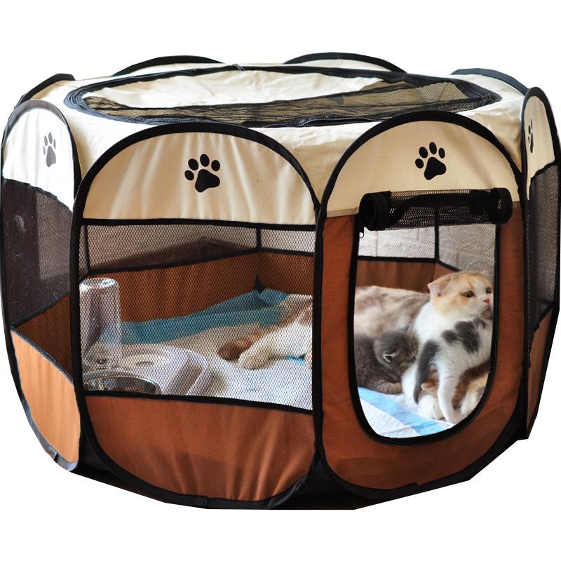 

Kennels & Pens Portable Foldable Pet Cage Outdoor Dog House Octagonal Cat Indoor Playpen Kennel Small, E48-1-coffee