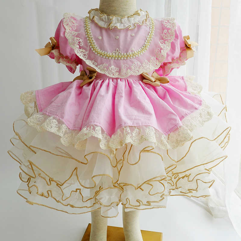 

Spanish Baby Dress Girl Turkish Royal Vestidos Infant Lolita Princess Ball Gown Children Toddler Velvet Birthday Pink Dresses 210615, Green