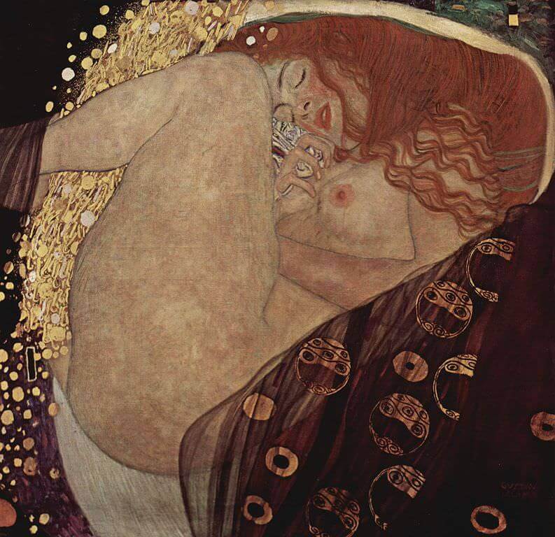 Danae, 1907 by Gustav Klimt Oil Paintings Home Decor Nude Woman Wall Art on Canvas for Bedroom, Bathroom,Hallway,Hand-painted,Unframed-image-740822903